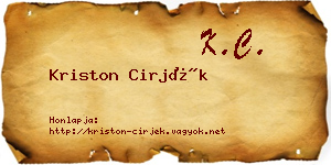 Kriston Cirjék névjegykártya